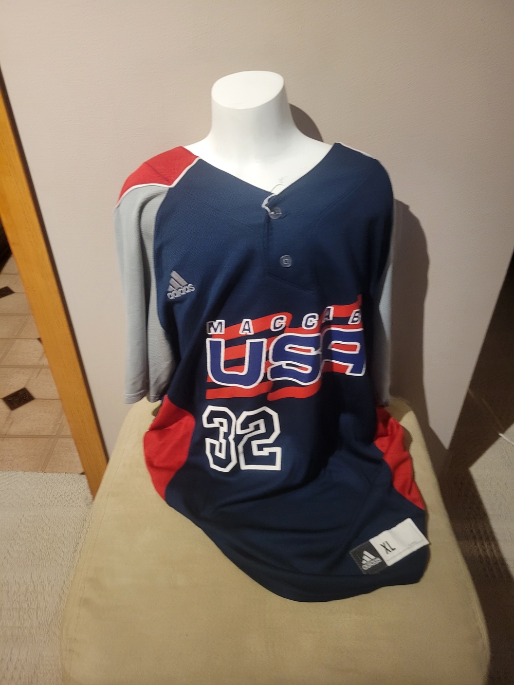 Adidas USA Navy & Red Baseball Jersey - #32